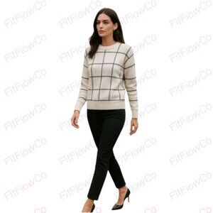 🤍 LOFT by Ann Taylor Windowpane Grid Sweater  Size M EUC